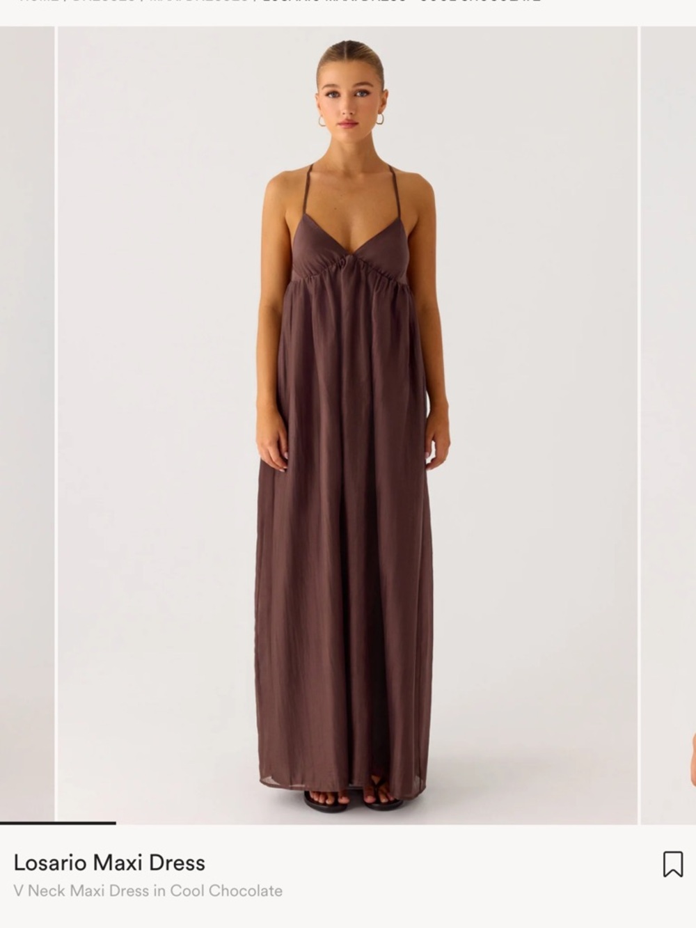Peppermayo Losario Maxi Dress in Chocolate Brown